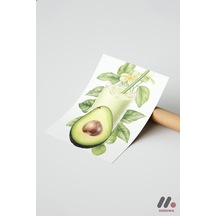 Avokado Smoothie Posteri, Çerçevesiz Yüksek Kalite Duvar Afişi - Mutfak Dekorasyonu