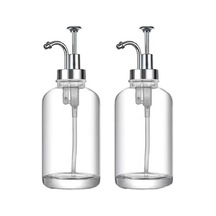 Gümüş 2 Adet 17oz Kahve Şurubu Dağıtıcı Şeffaf Cam Şurup Pompalı Şişe Kahve Bar Aksesuarları Ev Otel Restoran İçin Şampuanlık Gümüş