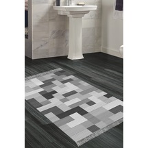 Dekoreko Kaymaz Taban Djt Banyo Halısı Trend Saçaklı Modern Mu113 gri