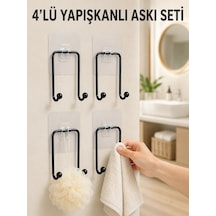 Zenvia 4'lü Yapışkanlı Askı Seti Mutfak Banyo Ve Ev İçin Duvar Askısı Znv2026 Çok Renkli