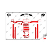 Bmw E 46 1998-2004 Torpido Konsol Trim Göğüs Maun Kaplama Set 27 Parça Kırmızı
