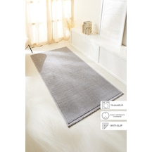 Ocean Home Textile Yıkanabilir Pamuklu Gri Renk Buklet Kilim 120 X 180 Cm Gri