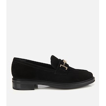 Hotiç Kadın Süet Deri Siyah Tokalı Klasik Loafer