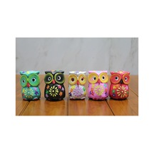 10 Adet Ahşap Baykuş Seti 5'li Dekoratif Figürler, 6 Cm Mini Ahşap Owl, Süsleme Ve Hobi 1