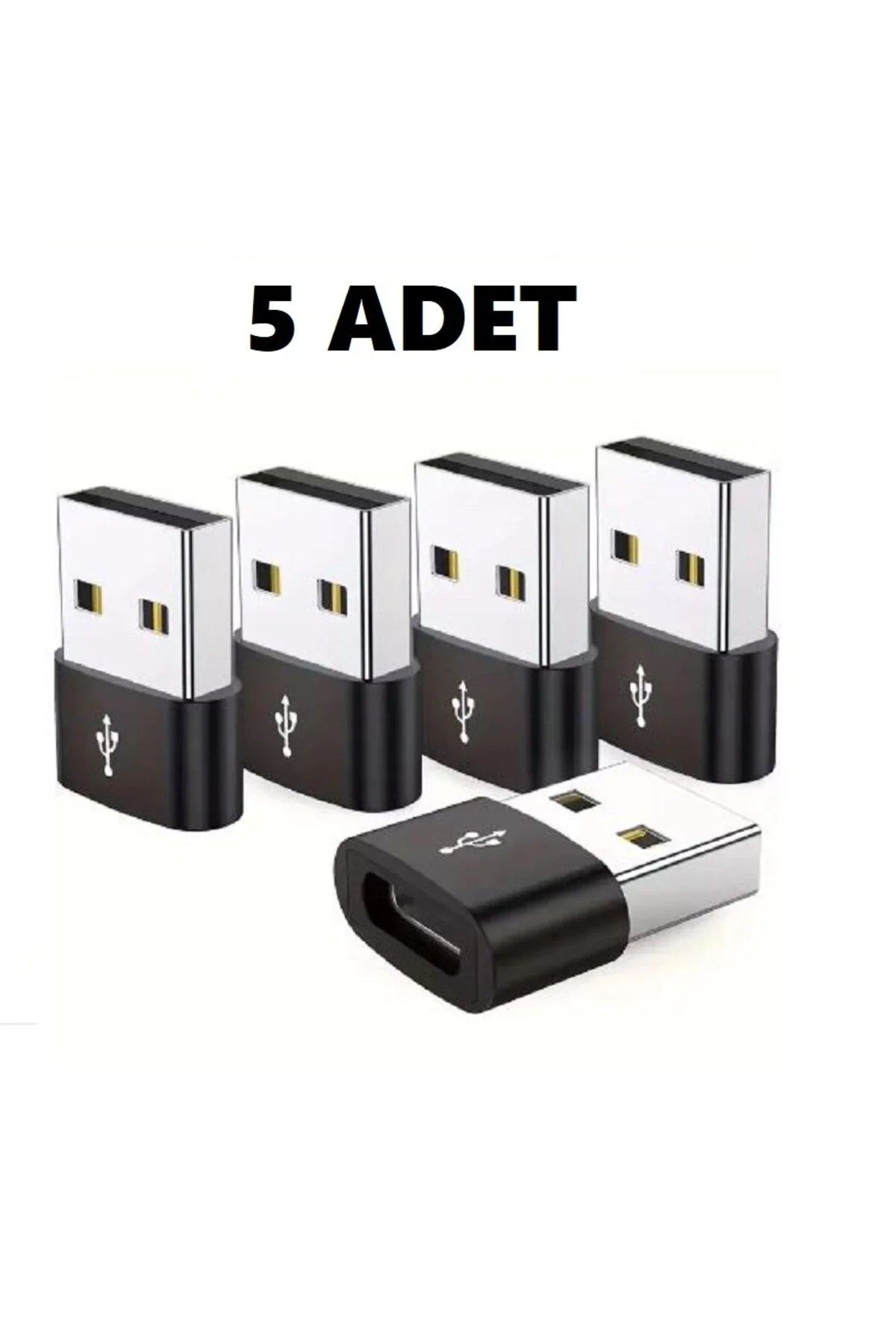 Yeni Nesil Başlık Aparatı Apple Uyumlu  Android Üniversal Çevirici Type-c To Usb Dönüştürücü Otg 5 Adet