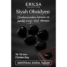 Asertifikalı Doğal Siyah Obsidyen Taşı Kütle 10-15 Mm Güçlü Kor