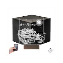 Luvivia Tank Asker Hediye Tankçı Kişiye Özel Metal Saatli 3d Lamba - Masa Gece Lambası