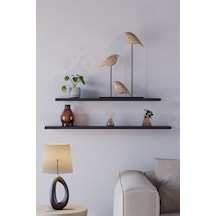 Yankı-BYEG 70 cm 80 cm 2li Mdf Mat Siyah Duvar Rafı Gizli Bağlantı Kitaplık