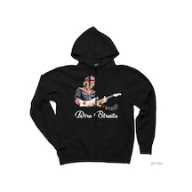Dire Straits Solo Siyah Fermuarlı Kapşonlu Sweatshirt