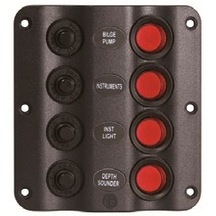 Marintek Sigorta Paneli 4 Switch 110x100mm Siyah Plastik 12dc