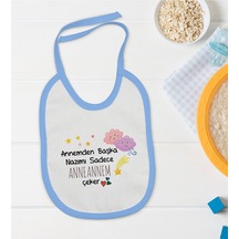 Bk Kids Anneannem Tasarımlı Mavi Bebek Mama Önlüğü Mavi