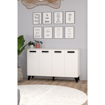 Monako Modern Dört Kapaklı Tv Ünitesi Beyaz-beyaz Mermer Desenli