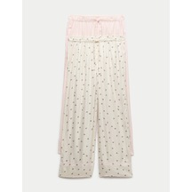 Marks & Spencer 2’li Twill Geniş Paça Pijama Altı T37001843P Pembe Mix