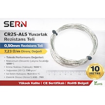 Sern Cr25-al5 Yuvarlak Rezistans Teli 0,50mm 7,23 Ω/m Direnç Değerli Paket: 10 Metre