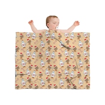 Noel Desenli Bebek Battaniyesi 40x30 İnç, Polar, Yumuşak, Hafif Ve Kalın Noel Süt Kurabiye