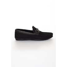 Hakiki Deri Nubuk Tokalı Erkek Siyah Loafer Ayakkabı-1265-siyah