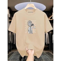 Adam Baskılı Oversize T-shirt Bej