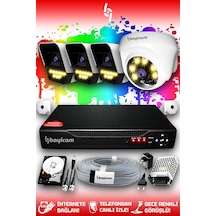 Bayicam 4 Kameralı Süper 1 İç Kamera Set 100 GB 5 MP 2K Renkli Gece Görüşlü Güvenlik Kamerası Sistemi