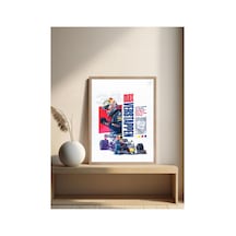 F1 Max Verstappen Ahşap Çerçeveli Tek Parça Genç Odası Tablo Çok Renkli - 817661971 Çok Renkli