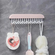 8 Kancalı Mutfak Banyo Dolap Içi Çok Amaçlı Kancalı Yapışkanlı Askı Portatif Askı Metal Çok Renkli T Diğer
