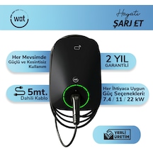 Wat Mobilite Home Master 22 Kw Güçlü Ev Şarj Cihazı 5mt. Dahili Kablo Ip55 Koruma Seviyesi İle 4/7/11/22 Kw