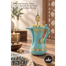 5 Adet İbrik Tütsü Brülörü Polyester Gövde, Tütsü Yakma Aparatı, Ev Ve Ritüel Kullanımı, Incense Burner Sarı