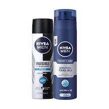 Men Erkek Sprey Deodorant Black&white Invisible Fresh 48 Saat Anti-perspirant Koruma 150ml Ve Men Protect&care Tıraş Jeli 200ml, Kuru Ciltler İçin, Pürüzsüz Tıraş