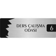 Metal Departman Kapı İsimliği, Yönlendirme Levhası Ders Çalışma Odası 6 7x20 Cm Gümüş Renk