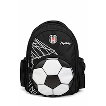 Beşiktaş Lisanslı 3d Futbol Topu Baskılı Okul Çantası - 2 Bölmeli Siyah Sırt Çantası Siyah - Beyaz