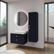 Denko Marsilya 80 Cm Mat Lacivert Banyo Dolabı Takımı Ve Boy Dolabı Antrasit
