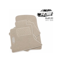 Oto Halı Paspas Seti Audi A3 2012-2020 Uyumlu Sline Sport Kaymaz & Şık Tasarım - Bej Logolu