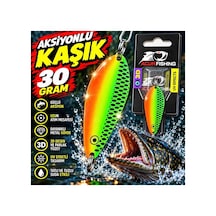 30 Gr Aksiyonlu Kaşık Turuncu Yeşil Uv Efektli 3d Desenli Metal Balık Avı Kaşığı