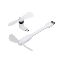 Jeehugo Type-c Çift Fonksiyonlu Mini El Ventilatörü - Taşınabilir, Sessiz Ve Yumuşak Tpe Bladeslı Usb Cep Telefonu Fanı Beyaz Diğer