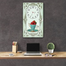 Decorıta Cam Saat | Mint Yeşili Vintage Temalı Çok Renkli