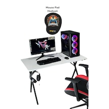 Heygaming Profesyonel Oyuncu Masası Beyaz Bilgisayar Masası Beyaz - Siyah