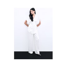 Sateen Cepli Bol Pantolon - Ekru-136044 Ekru