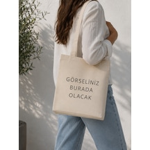 Lunora Collection Kişiye Özel Tasarım Körüklü Kanvas Bez Çanta Ham Renk