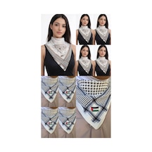 Aldaıyr 10 Filistin Temalı Fular 50x50 Unisex Günlük Kullanıma Uygun Puşi Şal Kefiye Filistin Bayrakt Çok Renkli