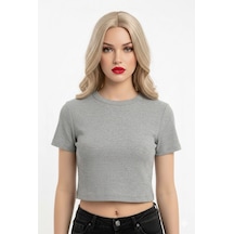 Alfa Aksesuar 03 Crop Kısakollu Body Gri Renk
