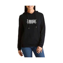 Depraver Logo Baskılı Siyah Kadın Kapşonlu Sweatshirt