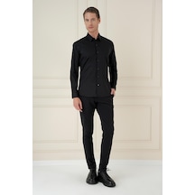 Efor Gk 747 Slim Fit Siyah Klasik Gömlek Siyah