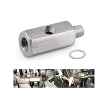 Springsun 303 Paslanmaz Çelik 1/8 Bspt Erkek-nem Kanalı, Npt Çıkışlı Turbo Yağ Besleme Ve Basınç Ölçer T Adaptörü