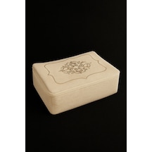 Laura Kadife Gold Nakışlı Hurç Küçük Boy 30x35x15 Cm Söz Çeyizlik Nişan Düğün Gelin Bohçası Vizon