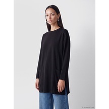 LC Waikiki Lc Waıkıkı Siyah Soft Touch Kadın Sweatshirt Tunik