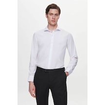 D'S Damat Ds Damat Slim Fit Beyaz Italyan Yaka Dar Kesim Klasik Kravatlık Uzun Kollu Kolay Ütülenebilir Nefes 2HF02ORT5185 Beyaz