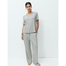 Marks & Spencer Dantel Detaylı Pijama Takımı Gri