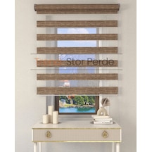 Kahve Etek Dilimsiz Zebra Stor Güneşlik Perde Kahve