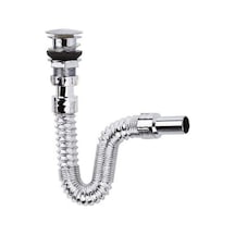Krom Basmalı Sifon - Körüklü Sifon - Lavabo Mutfak Sifonu - Bas Stoplu