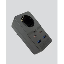 Isıya Dayanıklı Pc Gövdeli Akım Korumalı Priz 4 Usb Yeni Nesil 0-2