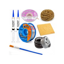 Lehimleme Seti 0,8 Mm 40 Gr Lehim Teli 2 Li Flux Cp-2015 Lehim Fitili 1fırça Ve Havya Ucu Temizleme Seti St85